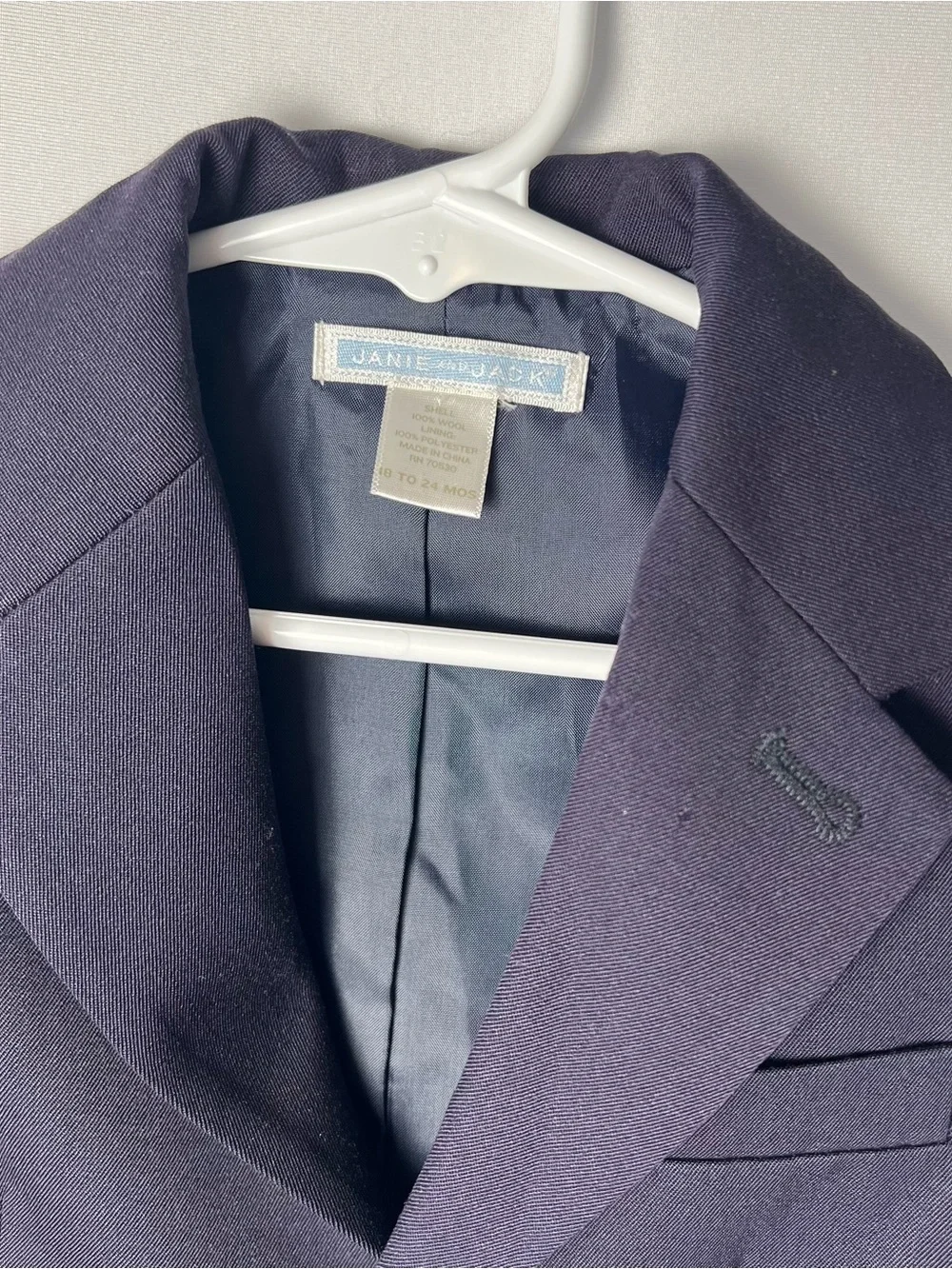 Janie and Jack Baby Boy Wool Button Up Blazer Sport Coat Navy Blue 18-24 Months